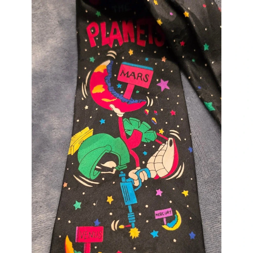 Vintage 1993 Looney Tunes Mania Save The Planets Taz Marvin Martian Space Tie